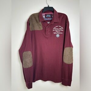 Parish Nation Long Sleeve American Nation Embroidered Polo‎ Shirt Size 2XL